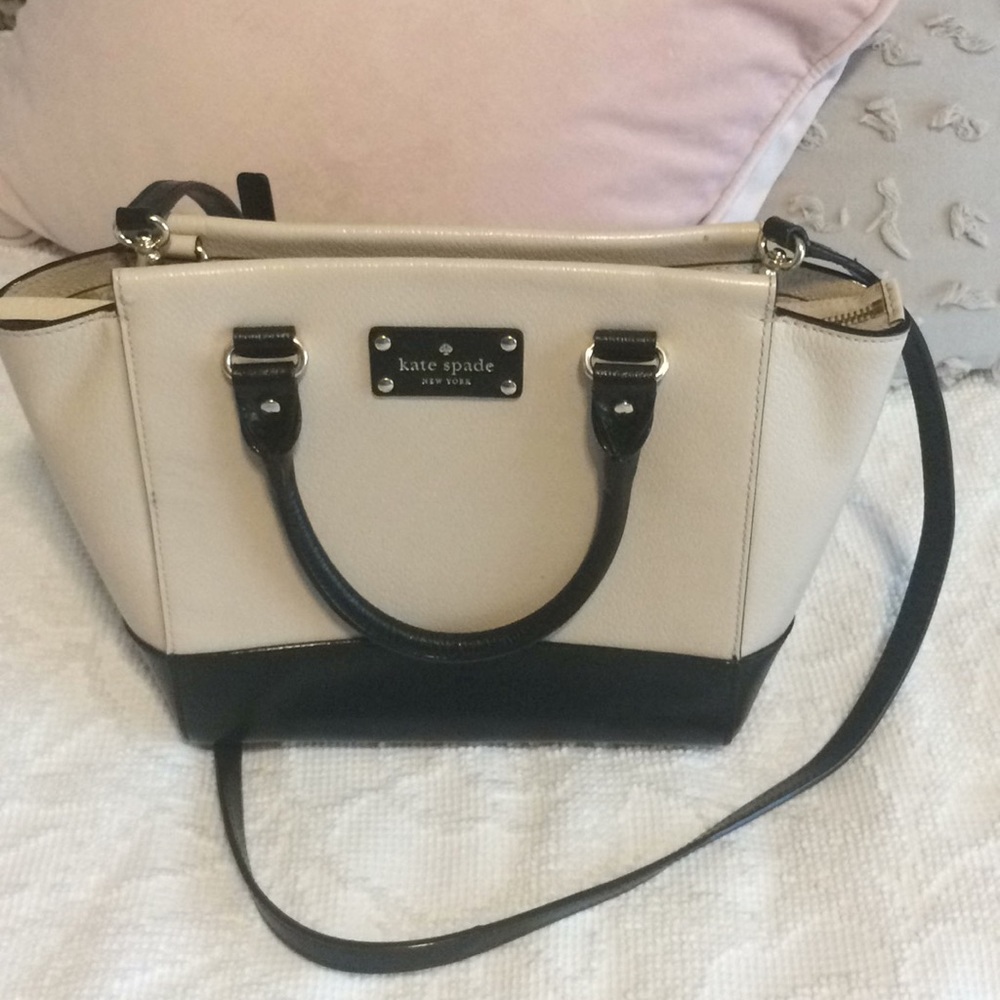 kate spade cream and black satchel